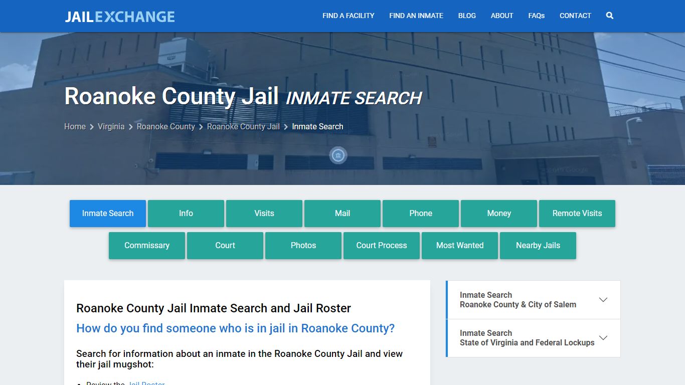 Inmate Search: Roster & Mugshots - Roanoke County Jail, VA