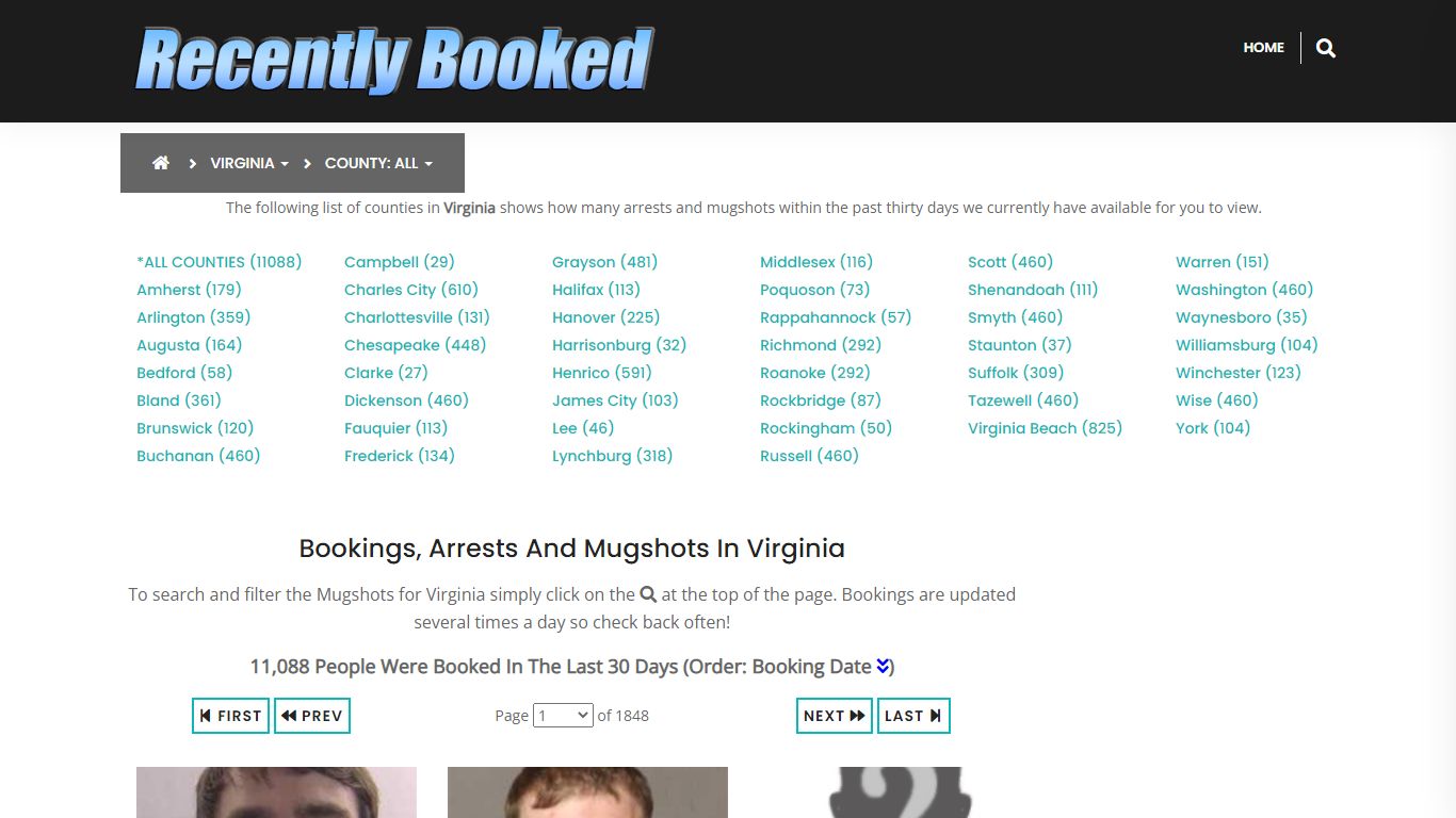 Recent bookings, Arrests, Mugshots in Virginia - Recently Booked